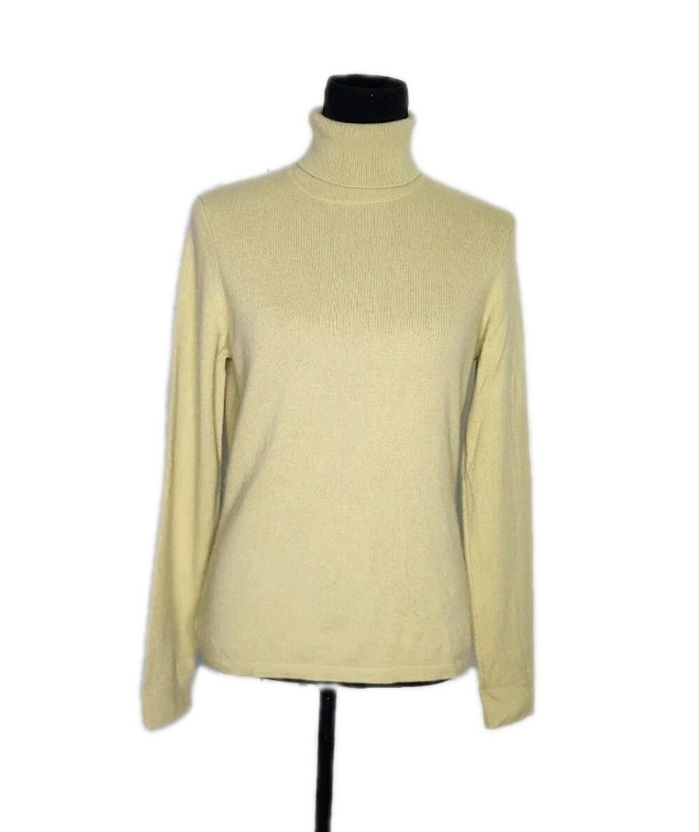 Unbranded Women’s 100% Cashmere Lime Green Turtle Neck Long Sleeve Knit Sweater